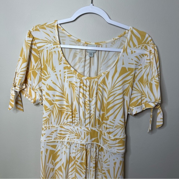 Merona Yellow and White Leaf Print Below the Knee Midi Dress size XXL - Picture 2 of 11